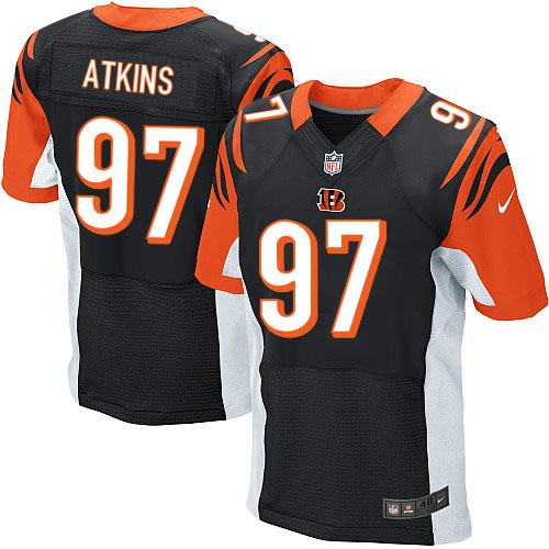 Men's Elite Geno Atkins Nike Jersey Black Home - #97 NFL Cincinnati Bengals